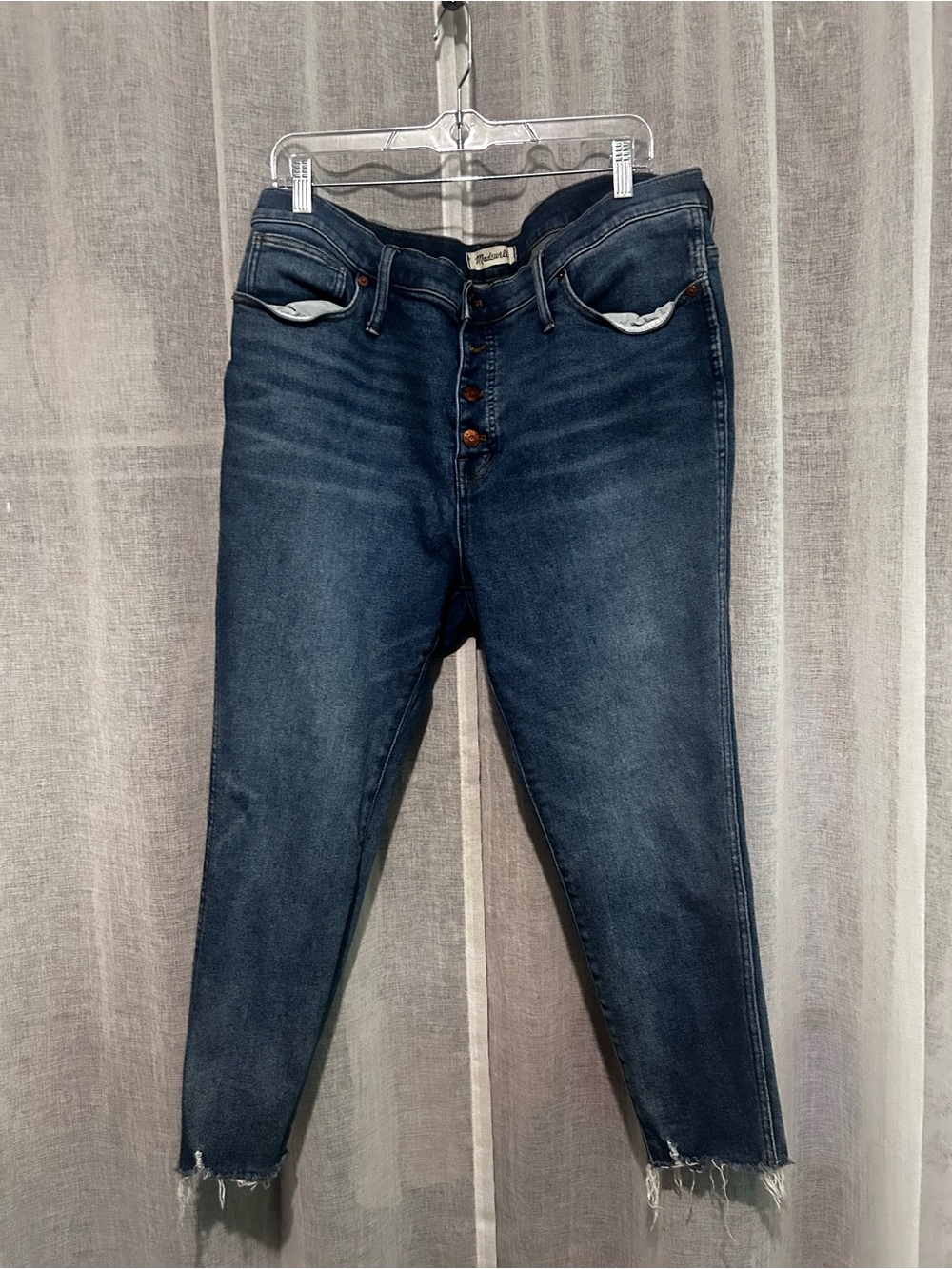 Madewell Dark Indigo High-Rise Button-Fly Ankle Jeans